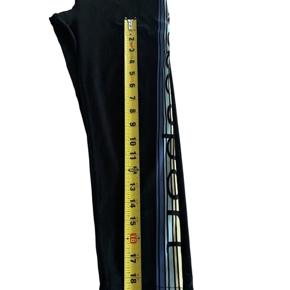 Bebe Sport Rainbow Stripe Black Leggings Medium M Retro Y2K Aesthetic Pilates - Picture 6 of 6